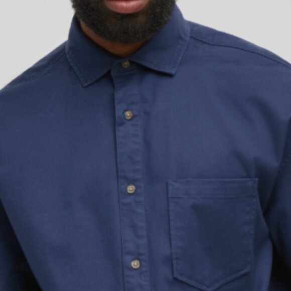 Mode of One Mens Relaxed Fit Button Down Twill Shirt Caspian Waters Color Size S - Picture 3 of 11